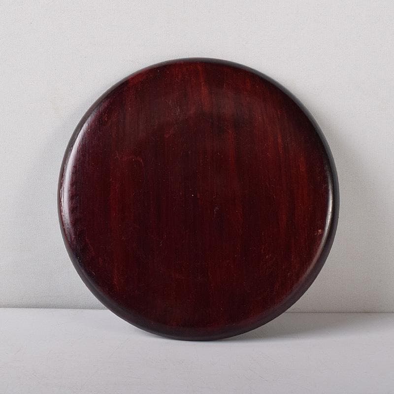 たまご中国　書道具　端渓硯　圓硯　唐木蓋付　C　7575