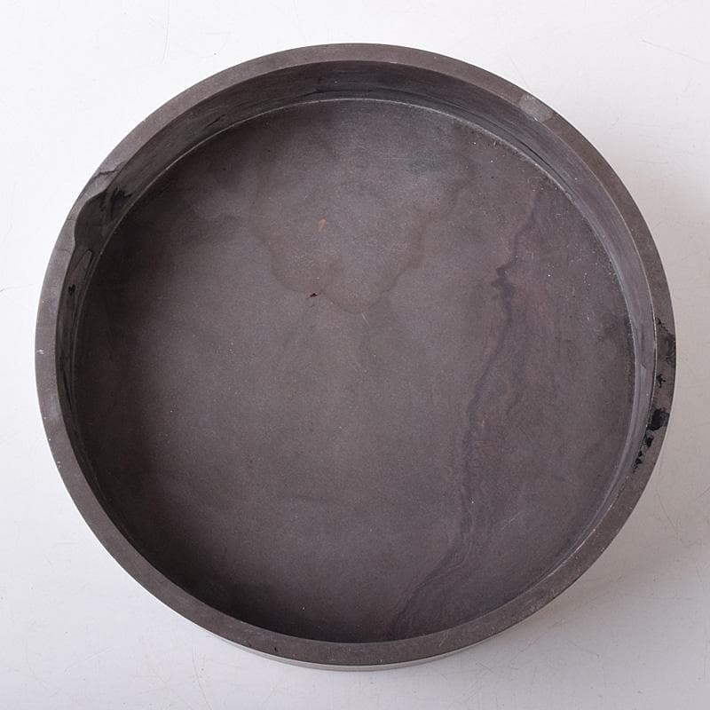 たまご中国　書道具　端渓硯　圓硯　唐木蓋付　C　7575