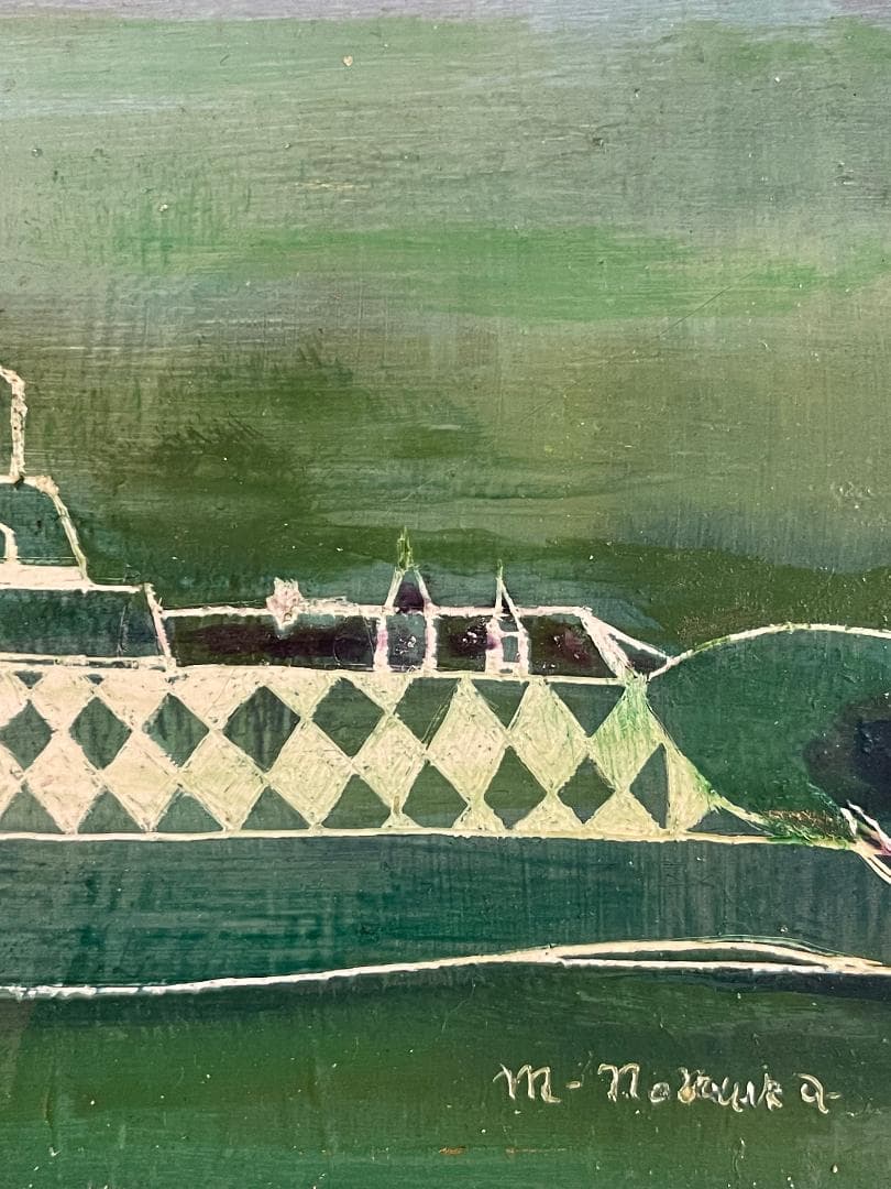 「真作」作者不明　風景画　油彩画　額装　サイン有り　SM号