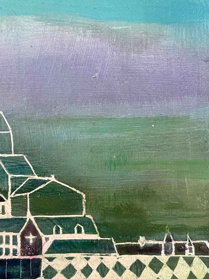 「真作」作者不明　風景画　油彩画　額装　サイン有り　SM号