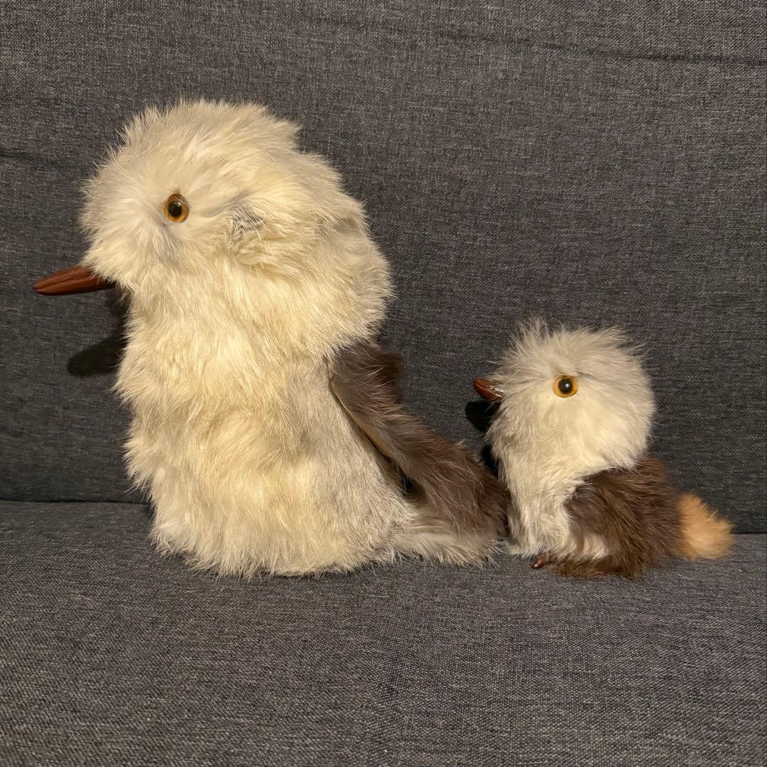 【レトロ】 リアルファー ぬいぐるみ カワセミ フクロウ 鳥 アンティーク