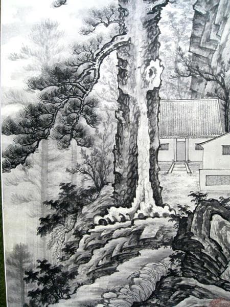 #中国古玩 #掛軸 #絹本 #松 #春秋山水 #肉筆 #中華 #中国作家