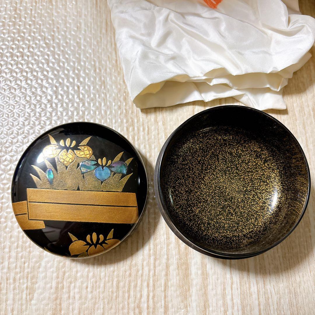 一兆 作 棗 蒔絵 螺鈿 金彩 共箱付き 茶道具