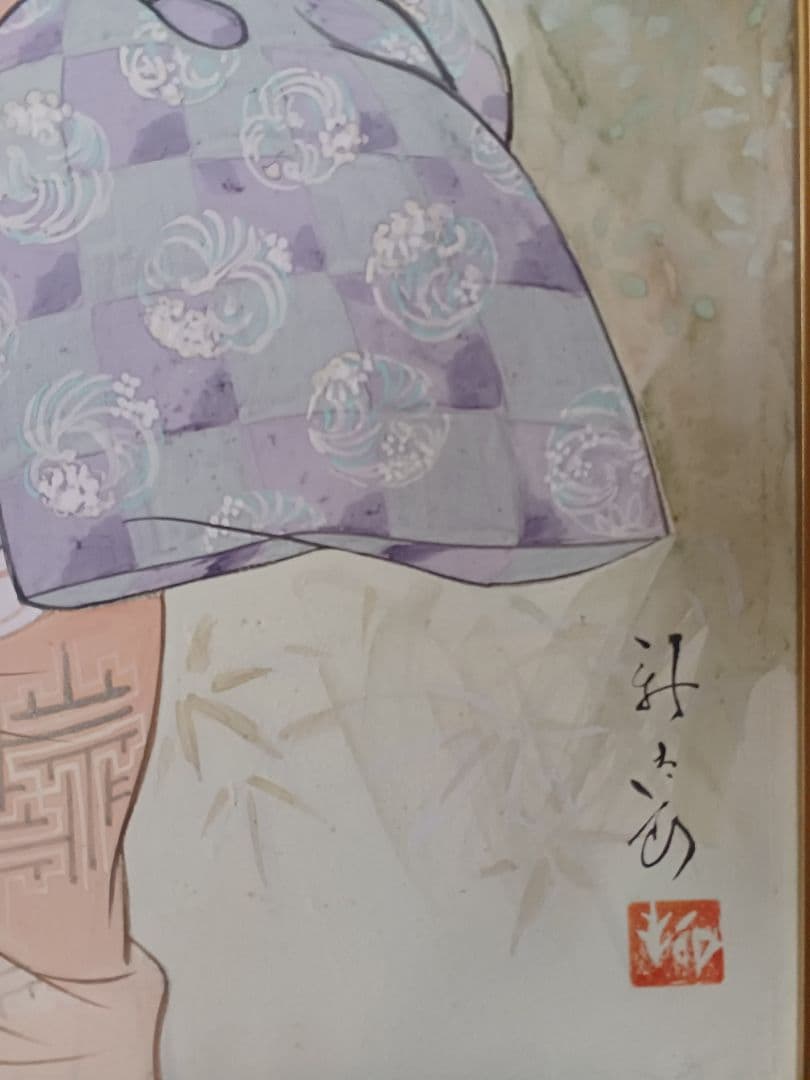 ◆　柳川新太郎 　「美人」 日本画　F10号　二科展 　名古屋　◆