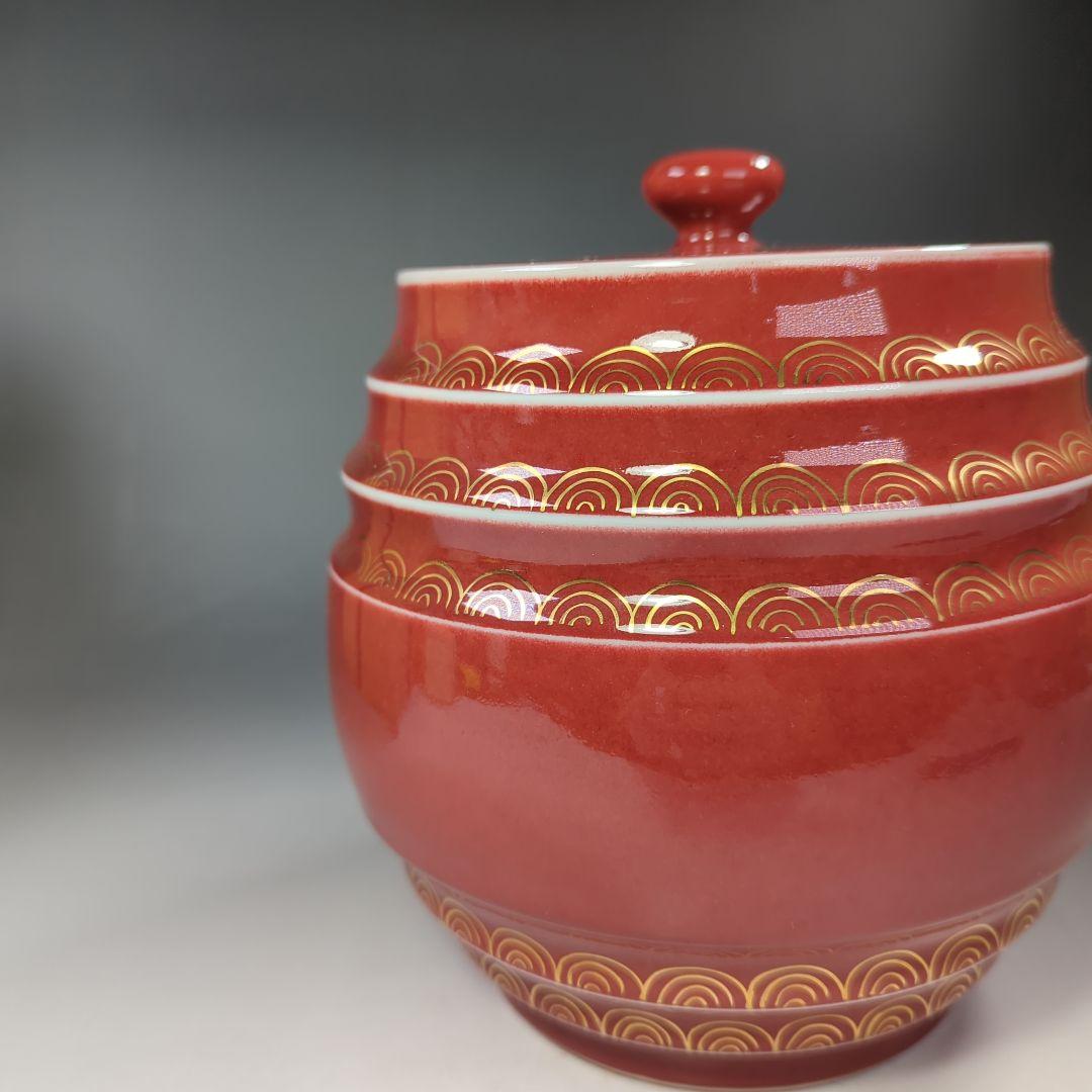 イ536 水指『平安　高木隆作』『辰砂青海波　水指　共箱』茶道具