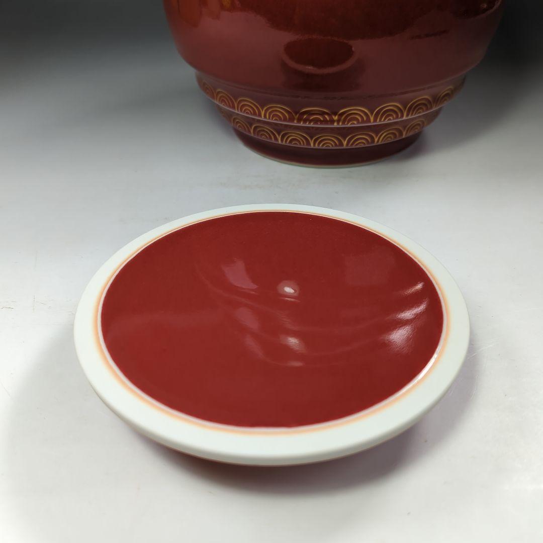 イ536 水指『平安　高木隆作』『辰砂青海波　水指　共箱』茶道具