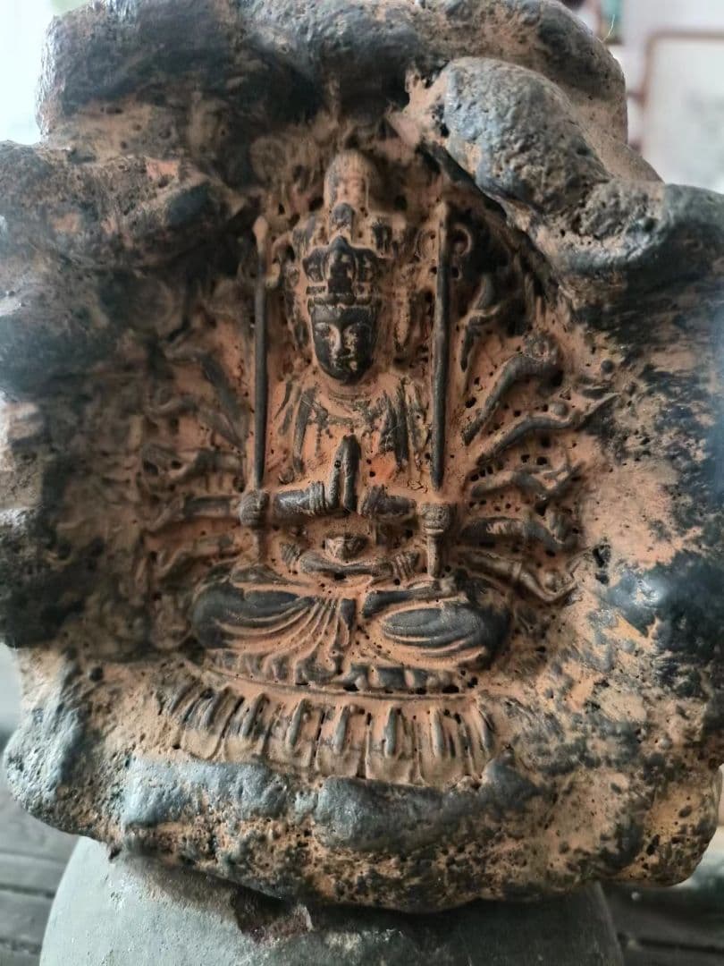 石像 千手観音仏像 茶室 博古架 禅意 置物 装飾品 工芸品