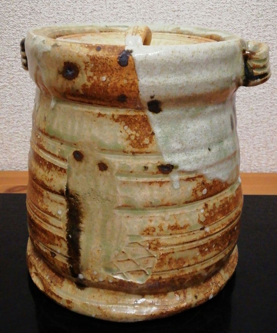 佐治光寿作　美濃　伊賀　水指　共箱　茶道具