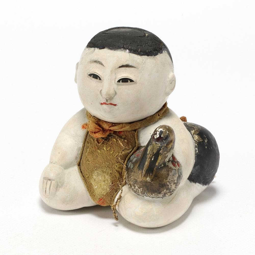 418B 江戸 御所人形 童子 人形 鶴 時代 高さ9㎝