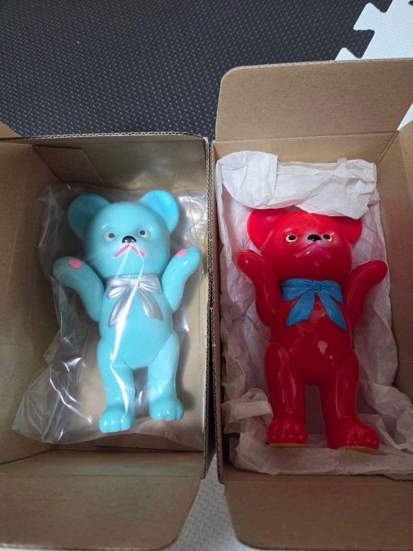 レトロドール 復刻版 クマちゃん 赤&水色セット　ソフビ人形