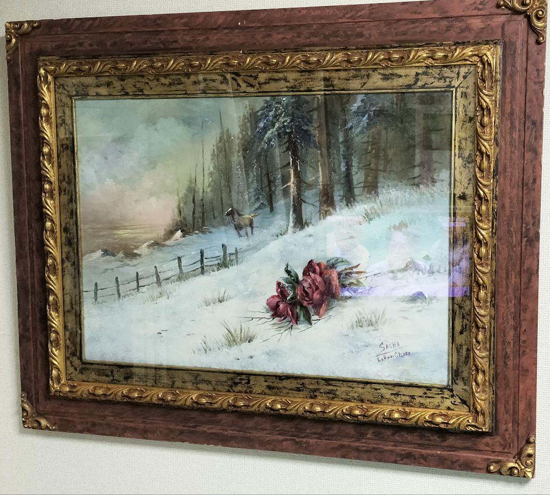 ◇馬と薔薇 肉筆油絵 大型