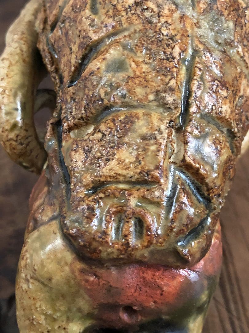 時代 河童 在銘 形象埴造 陶磁 彫刻 水神 仏像 略 箱付き