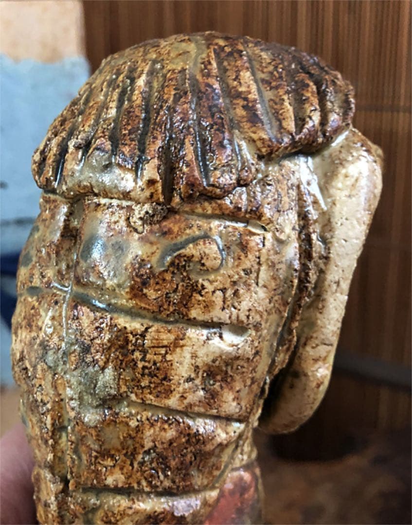 時代 河童 在銘 形象埴造 陶磁 彫刻 水神 仏像 略 箱付き