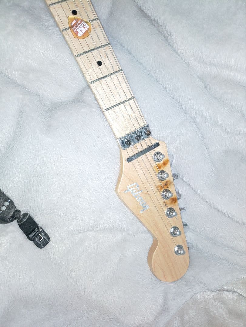 エレキギター 自作フランケン赤黒ストライプデザイン