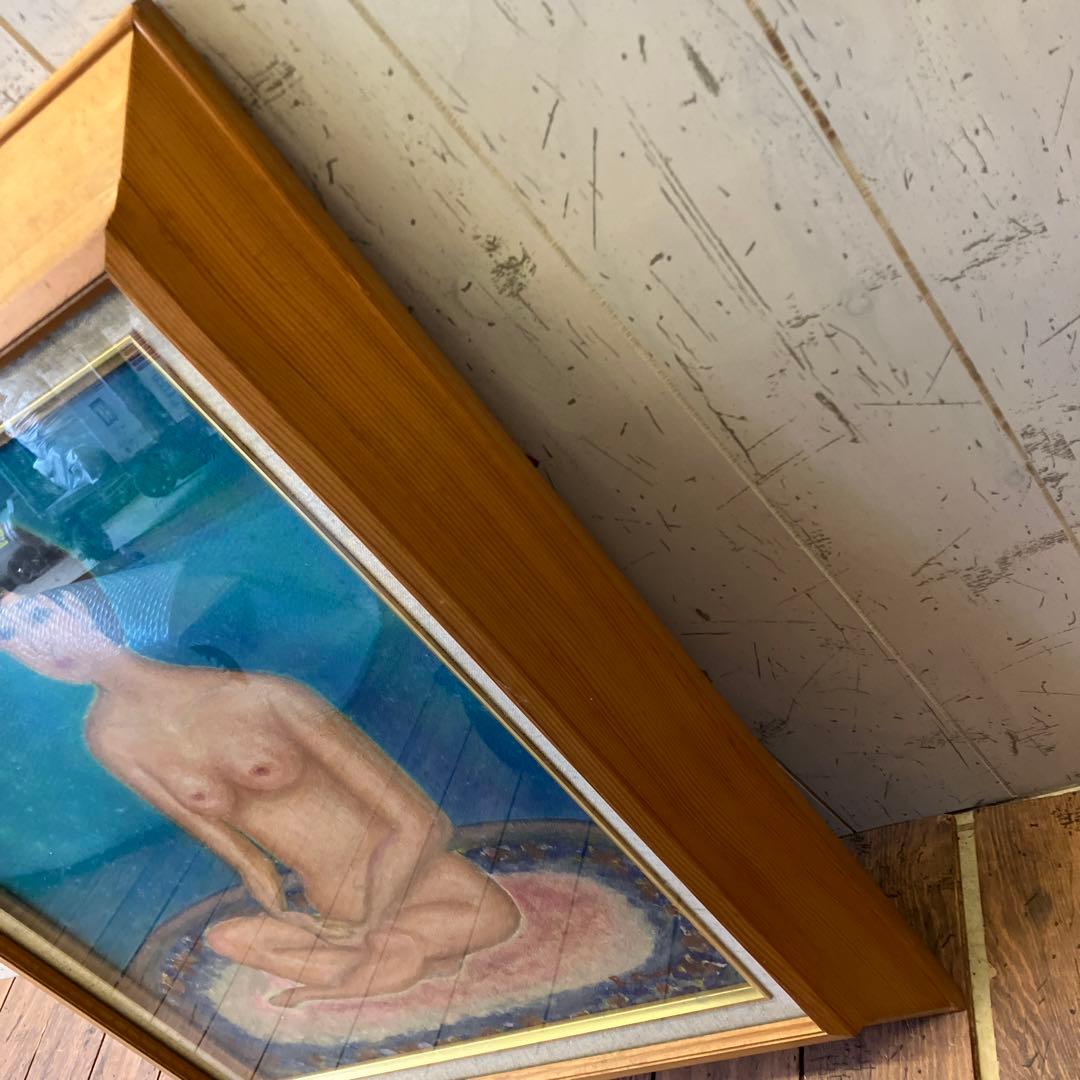 昭和レトロ 木製フレーム 裸婦画 裸婦 人物画 女性 油絵 油彩画 額縁 額装