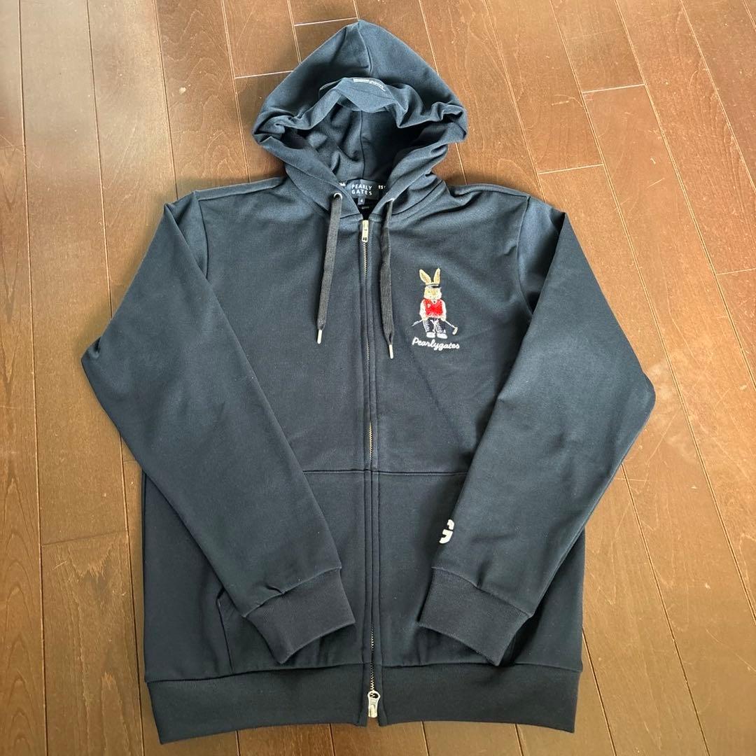 TOPスパン裏毛ウサギワッペン濃紺パーカーサイズ4