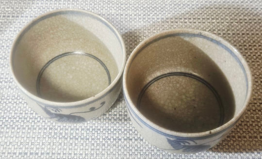 【名品❗】17〜18世紀　中国古陶磁器　南方系　古安南　安南染付　茶碗　向付2客