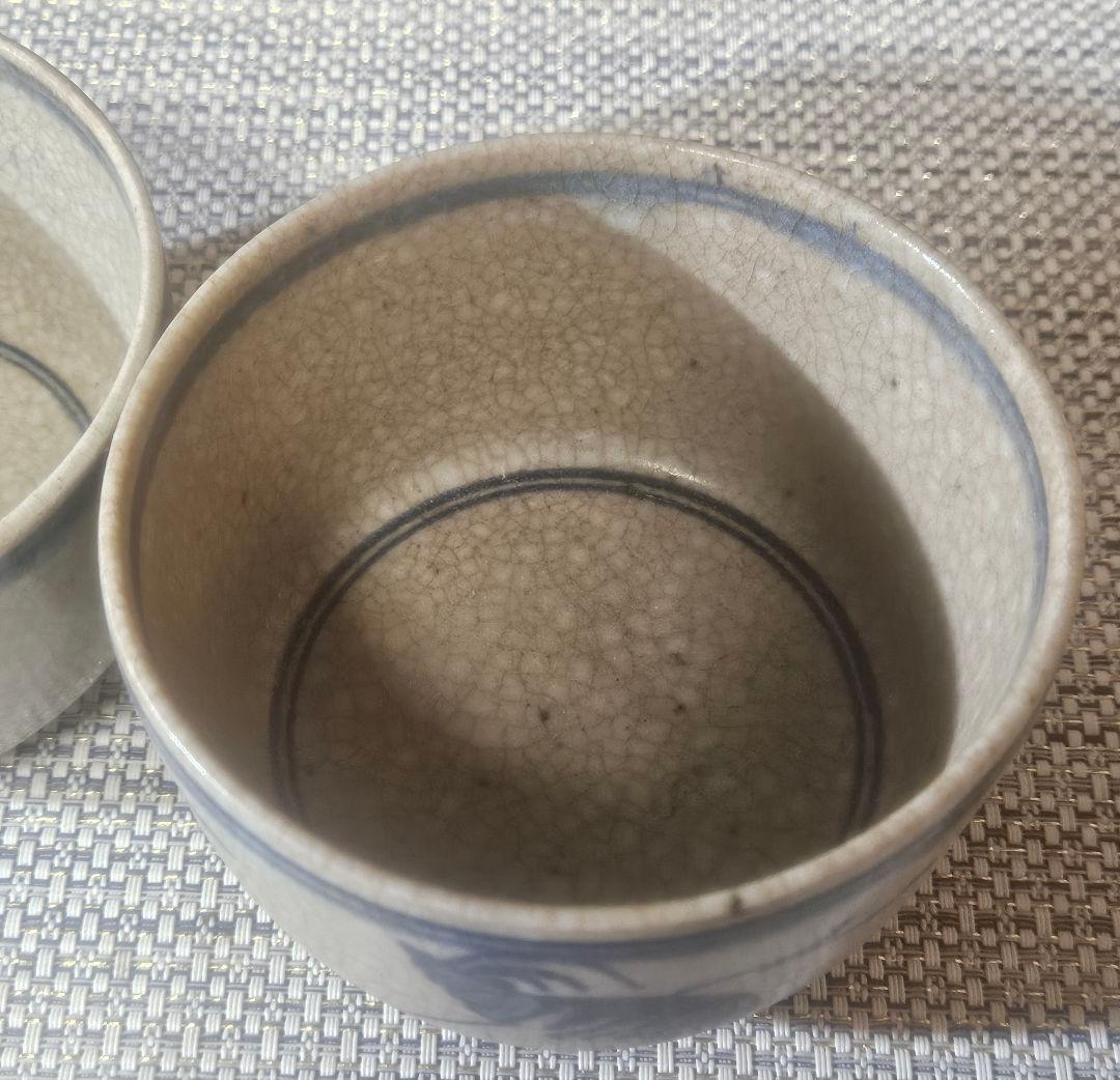 【名品❗】17〜18世紀　中国古陶磁器　南方系　古安南　安南染付　茶碗　向付2客