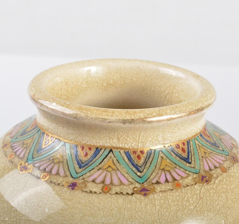 薩摩焼　串木野窯　花鳥文　花瓶　V　R4212