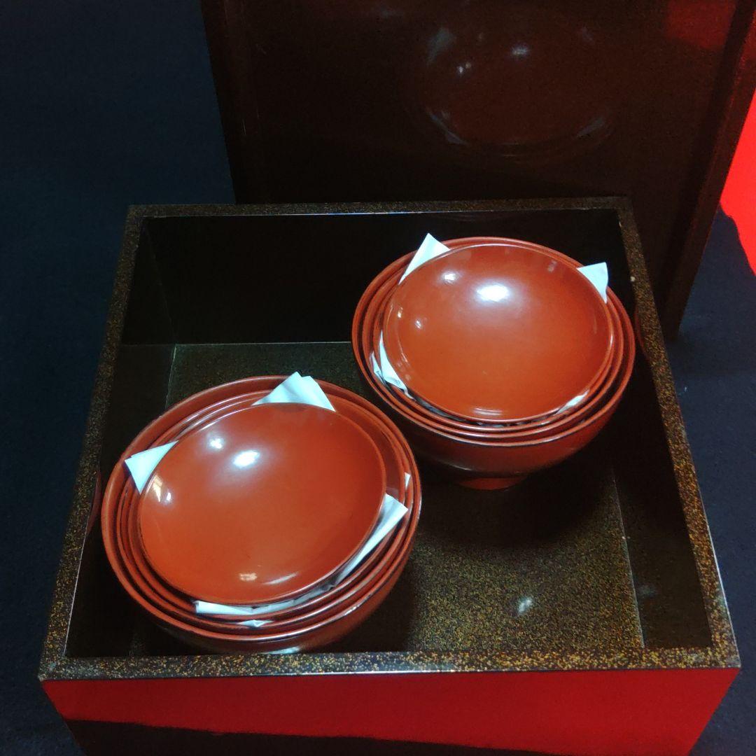 応量器　江戸初期　根来四つ椀二組完品　漆器