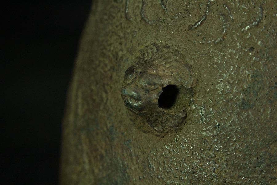 茶道具 饕餮紋 釜 古作 時代物(K-A822)