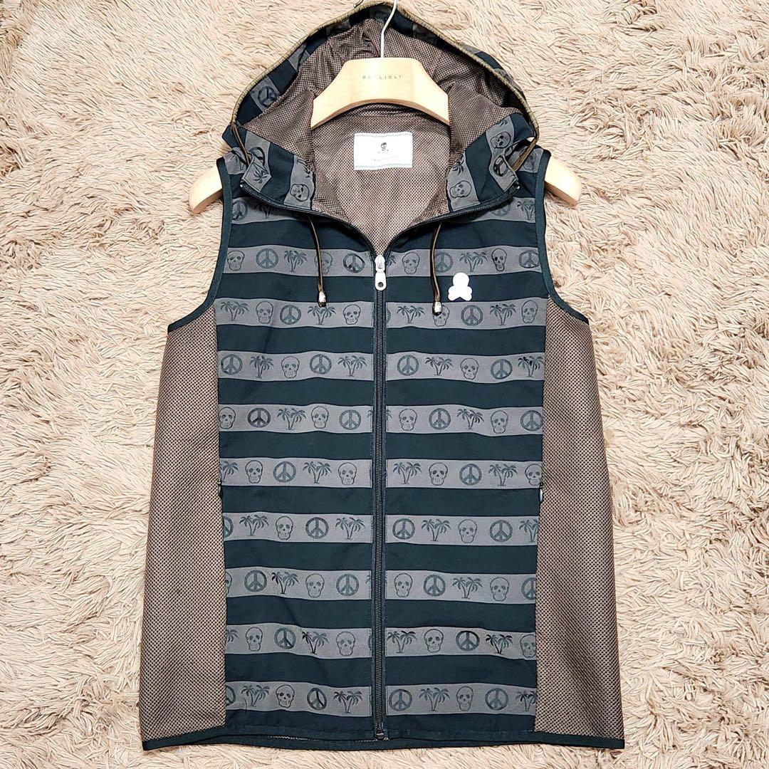 MARK&LONA マークアンドロナ ストレッチ ベスト 総柄 ドクロ ロゴ