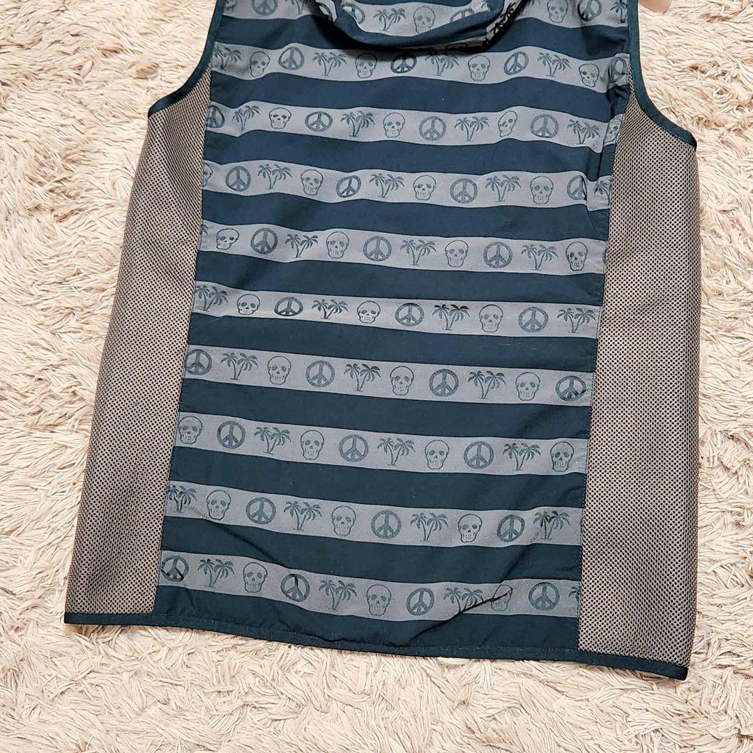 MARK&LONA マークアンドロナ ストレッチ ベスト 総柄 ドクロ ロゴ