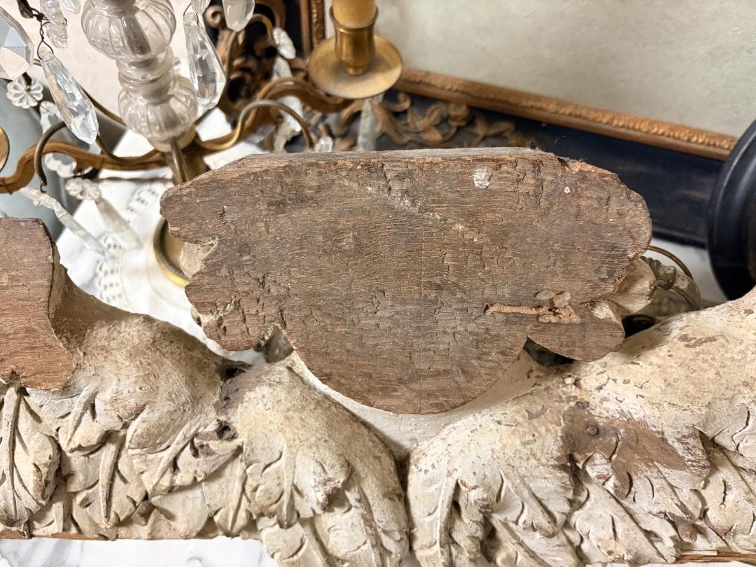 フランス アンティーク 天使 羽根 彫刻 木製 オブジェ