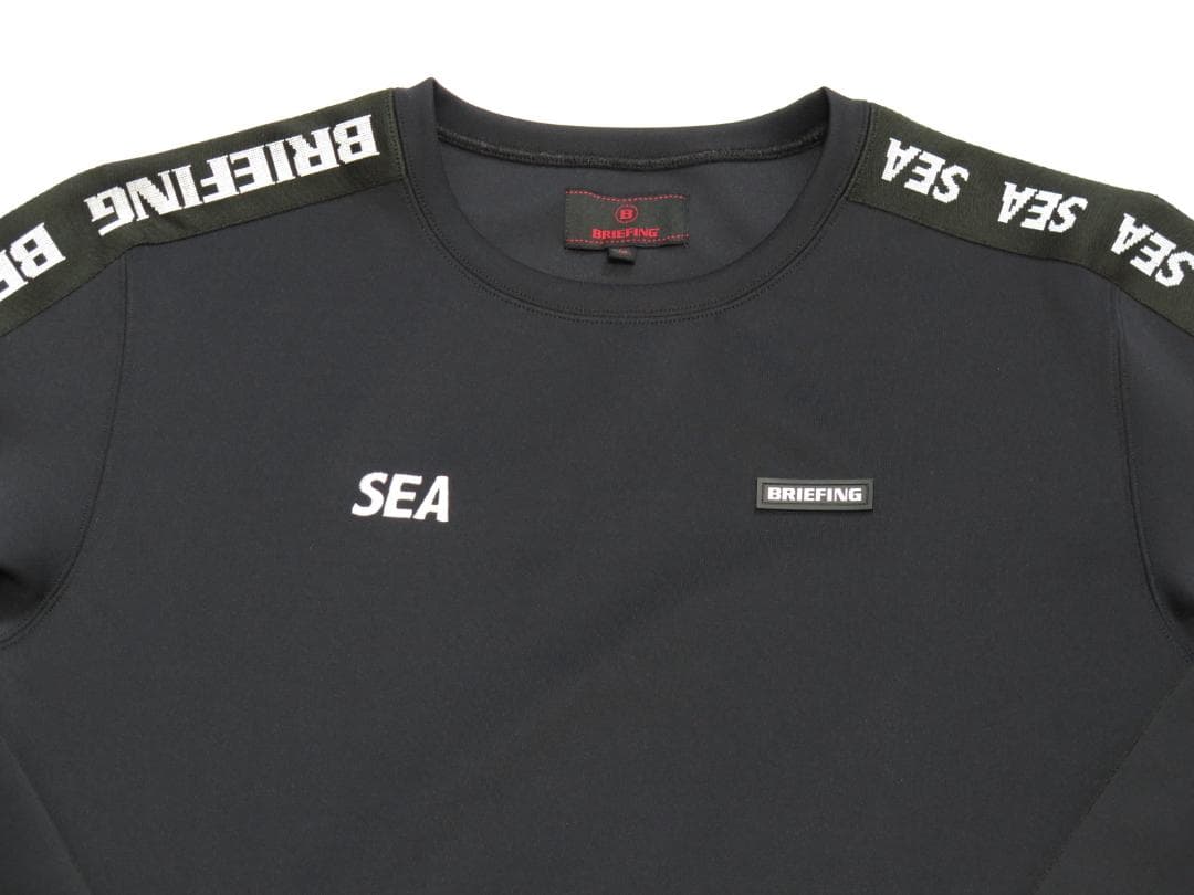 BRIEFING GOLF✕WIND AND SEAサイドロゴラインクルーネック