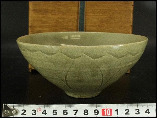 高麗 青磁 蓮弁紋 碗 茶道具(ZE556)