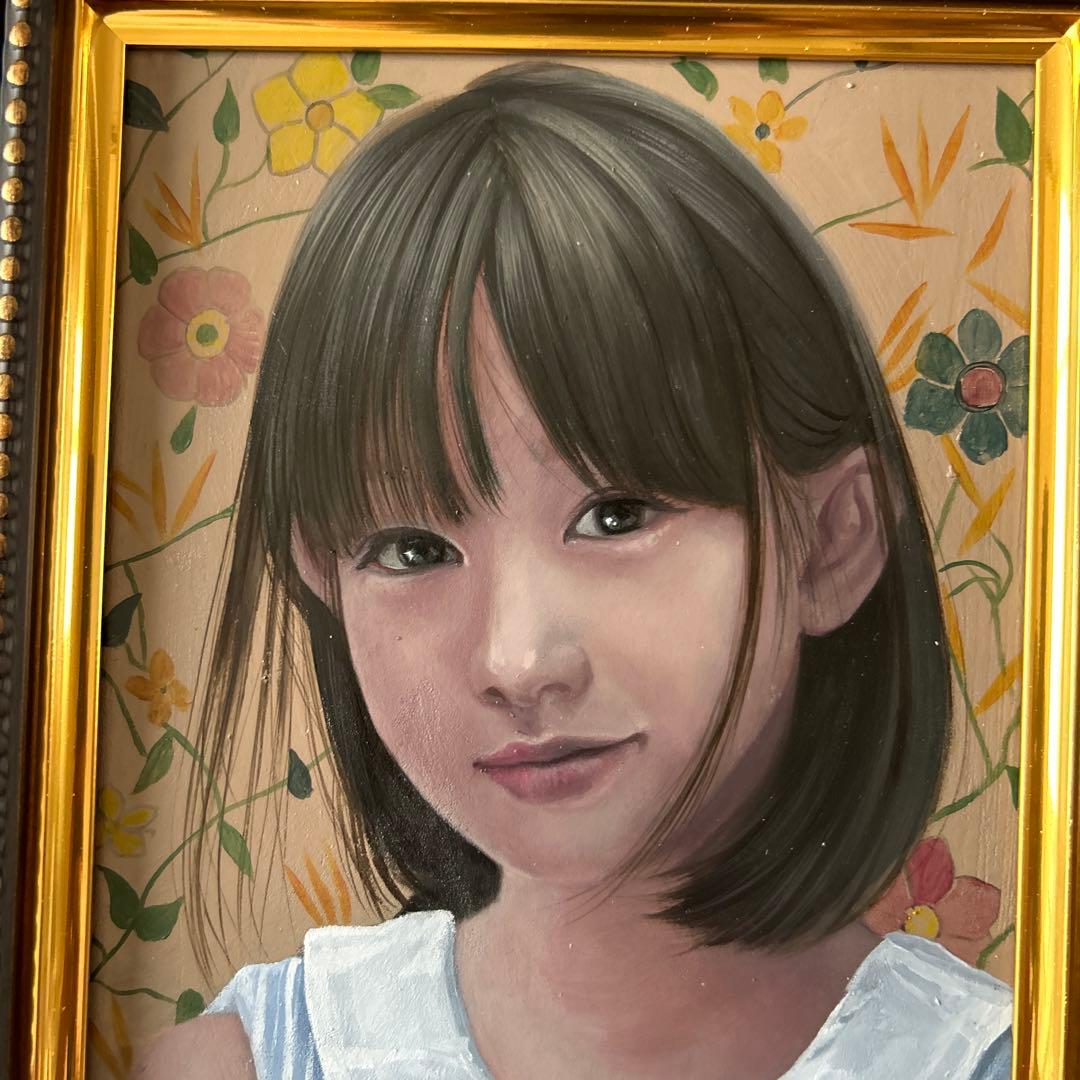 絵画　油彩画　少女　Keith 「微笑み」