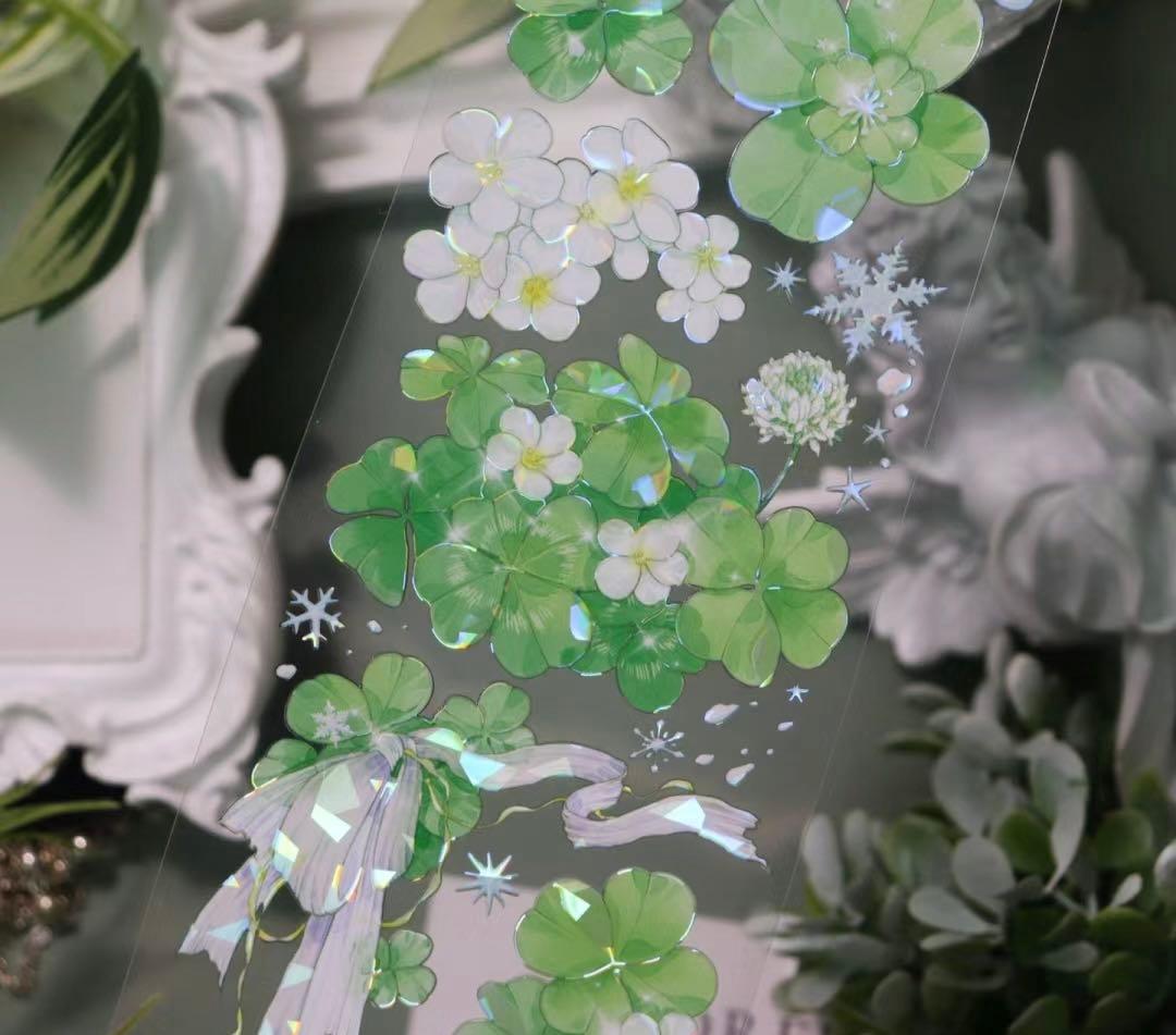 海外マスキングテープ巻売り 四叶草的来信 クローバー 人物マスキングテープ