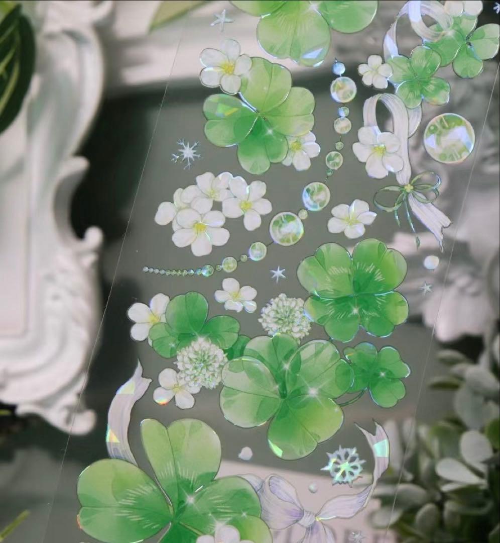 海外マスキングテープ巻売り 四叶草的来信 クローバー 人物マスキングテープ