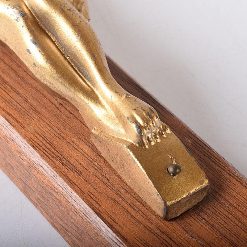 銅製　キリスト磔刑像　木製　クロス　十字架　C　7730