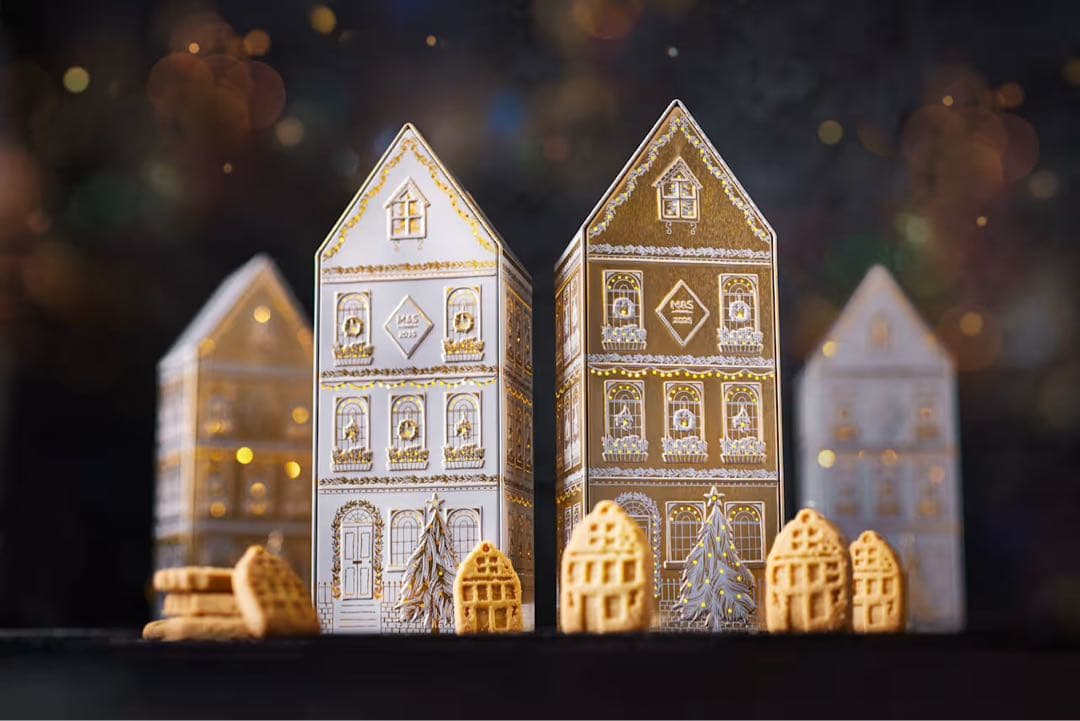 M&S ショートブレッド ライトアップ ハウス缶 2個セット　クリスマス限定