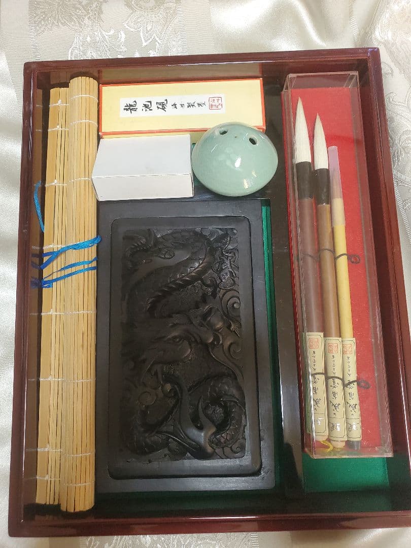 螺鈿硯箱一式　書道　習字セット