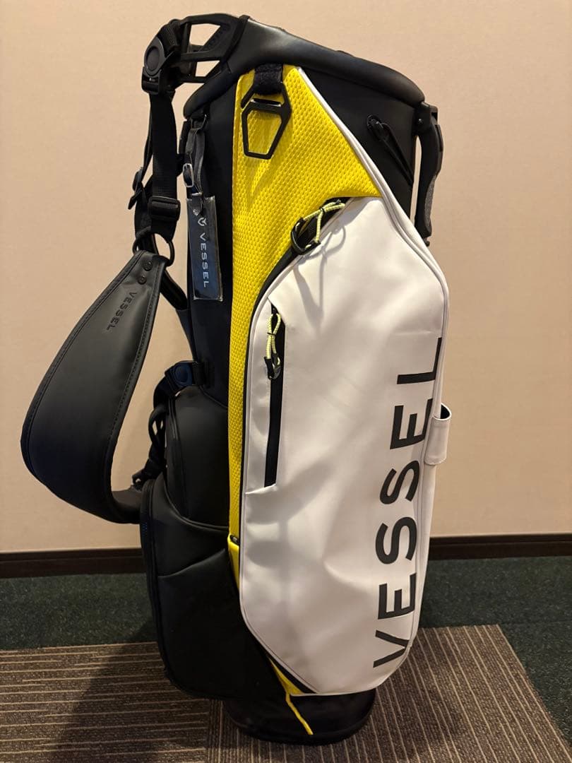 Vessel スタンドキャディバッグ ホワイト/イエロー/ベゼル