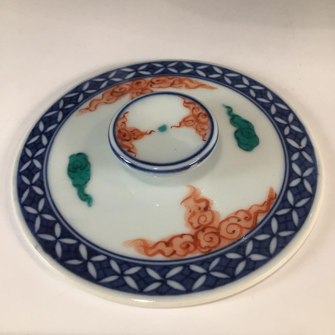 Ｐ３２４　水指　『平安　手塚玉堂造』『染付赤絵』『六角水指』　共箱　茶道具