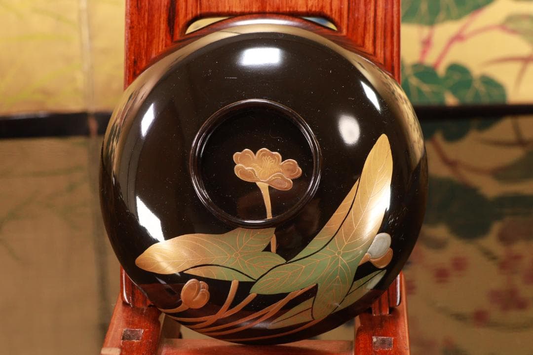 Akiko　輪島塗　図替わり　草花蒔絵　吸物椀　五客　木製　BJ118