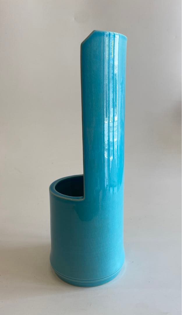 浅黄交趾竹型花入　西村徳泉作　茶道具