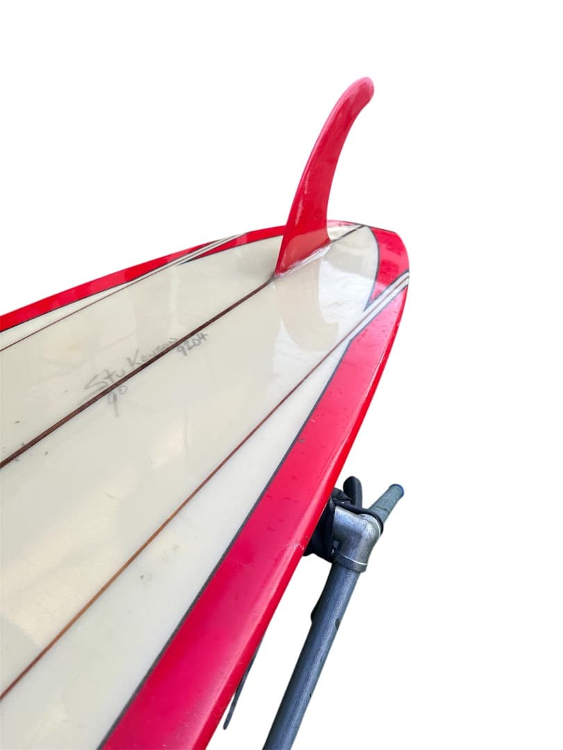 ロングボード 赤/クリーム ストライプデザイン