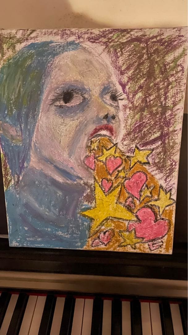 感情表現のパステル画 星とハート