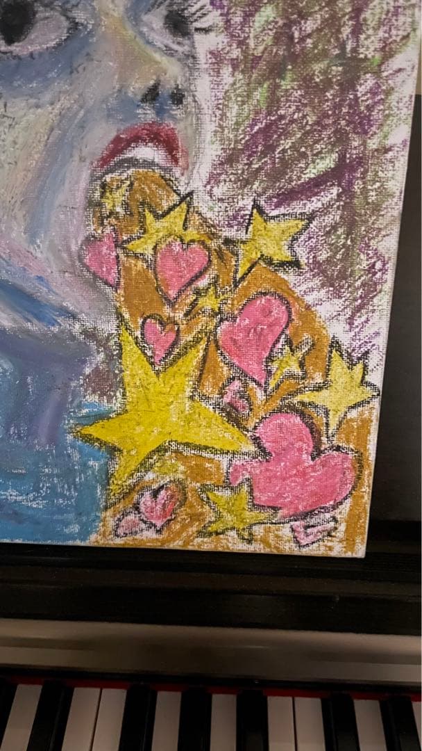 感情表現のパステル画 星とハート