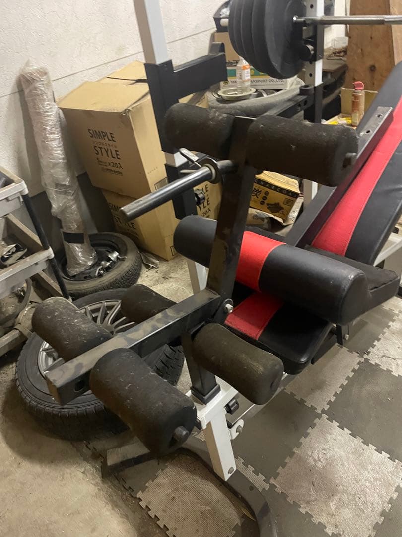 バーベルラックと重量プレートフルセット