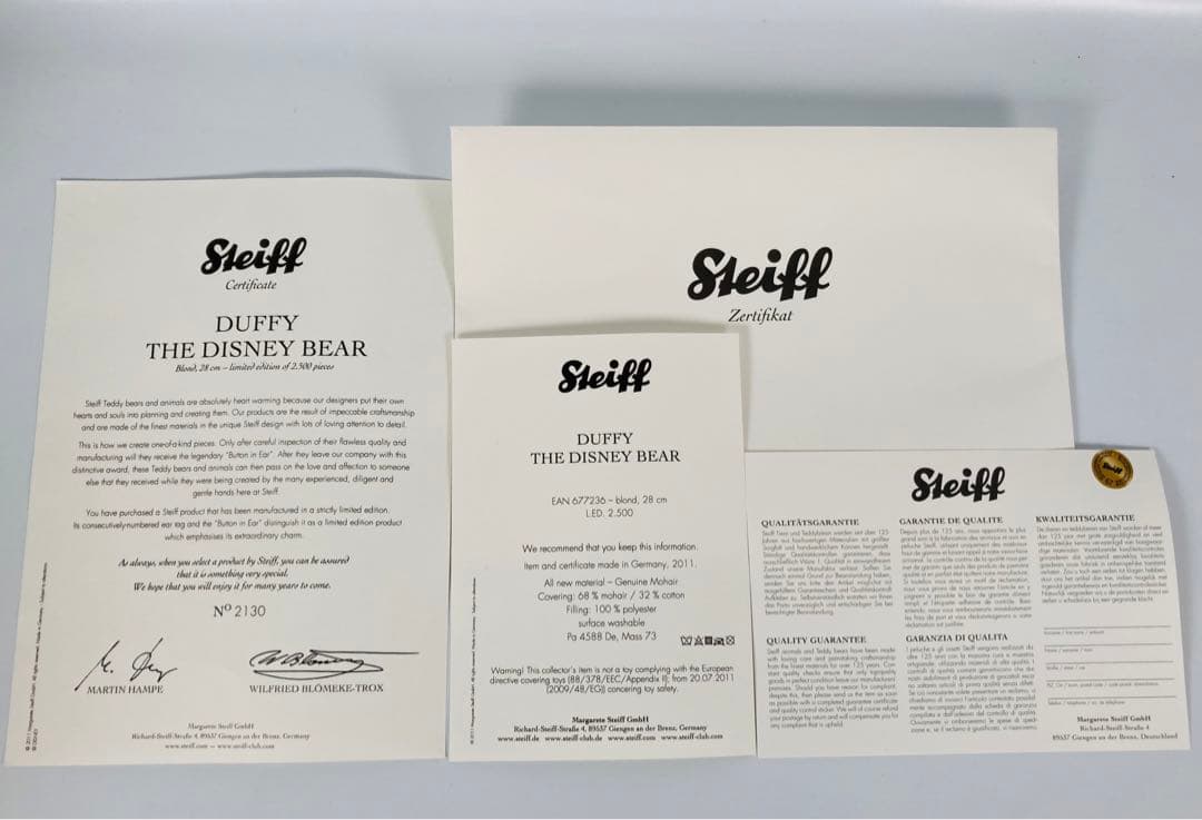 ＴＤＳ東京デイズニ―シ―１０周年記念シュタイフダッフイー限定品