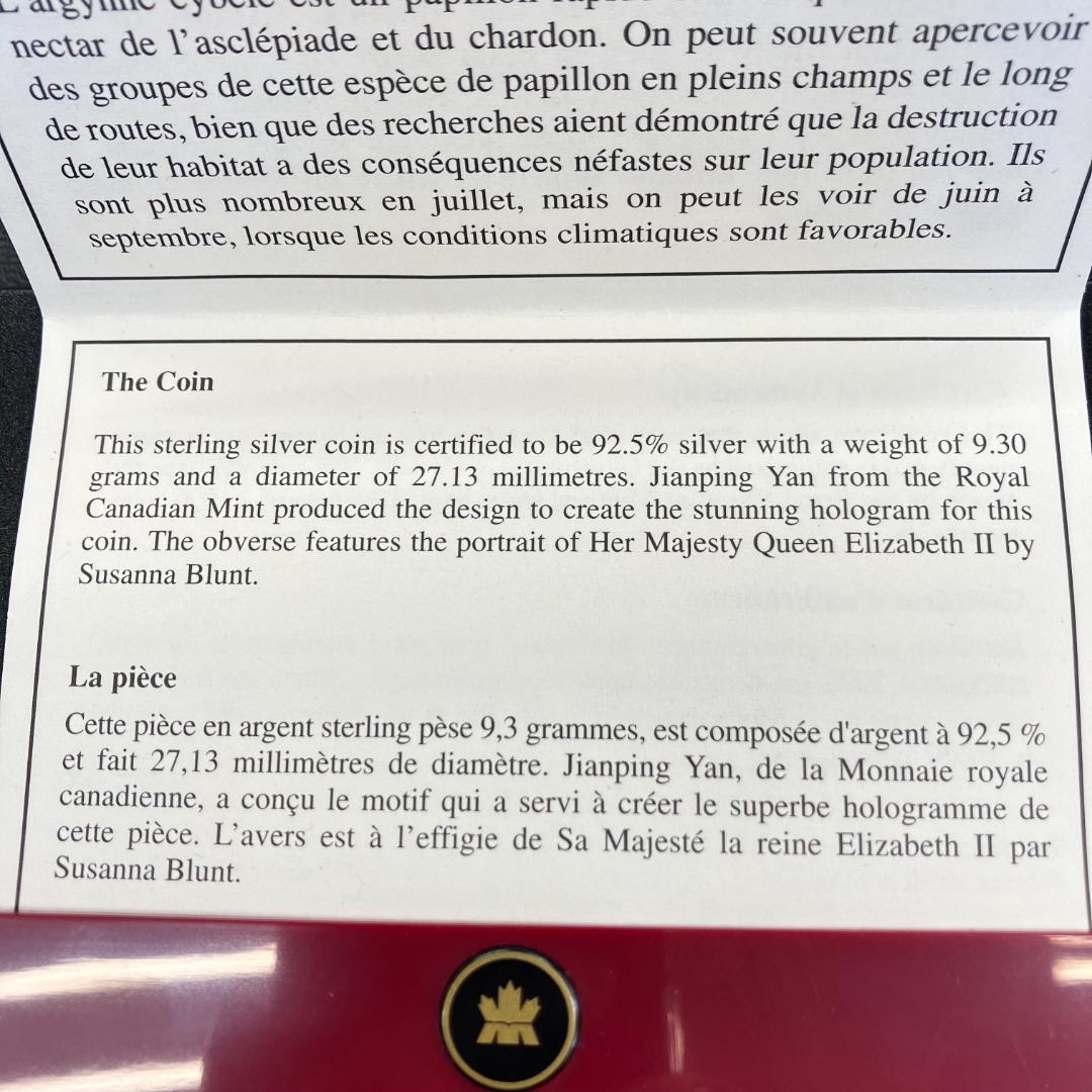 カナダ王立造幣局発行「バタフライコレクション」ヒョウモンチョウ 2005年