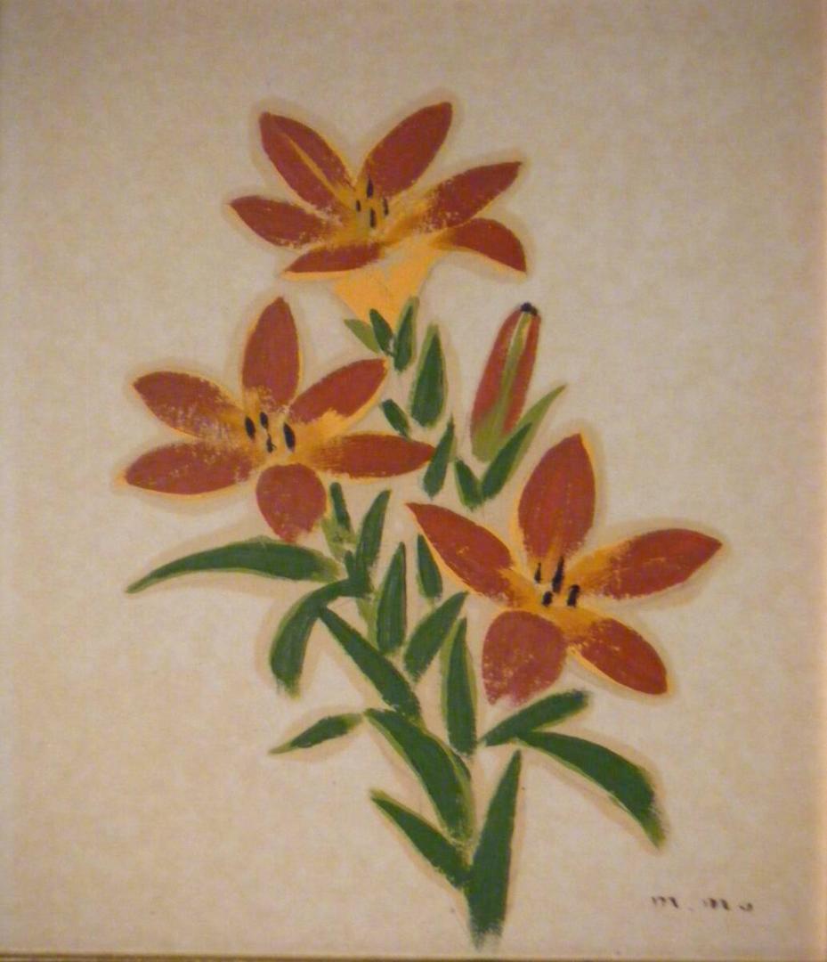 【真作】絵画　作者不詳　油彩（色紙）　花　逸品　T123