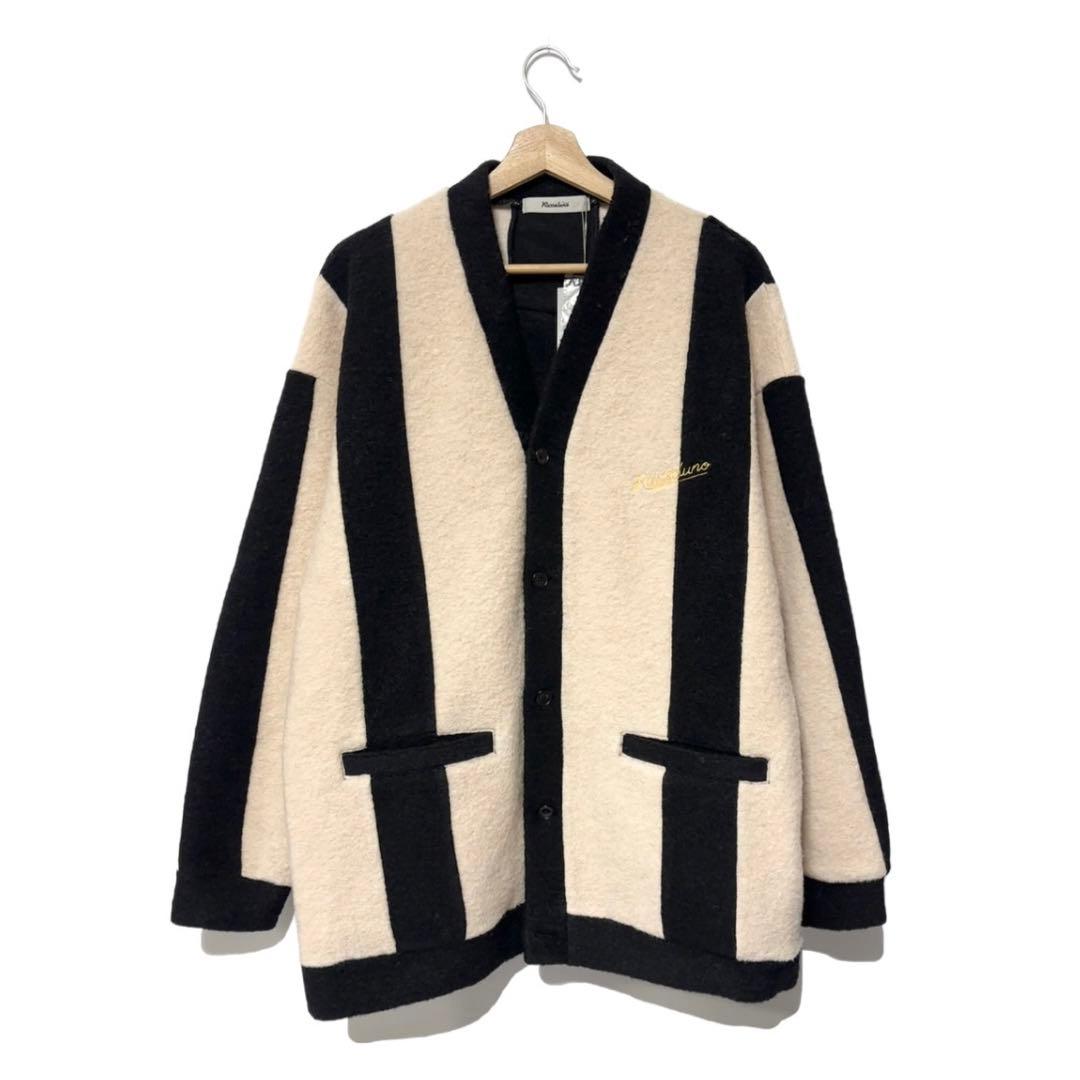 新品 ラッセルノ ゴルフ ワイド ストライプ カーディガン ホワイト L 5