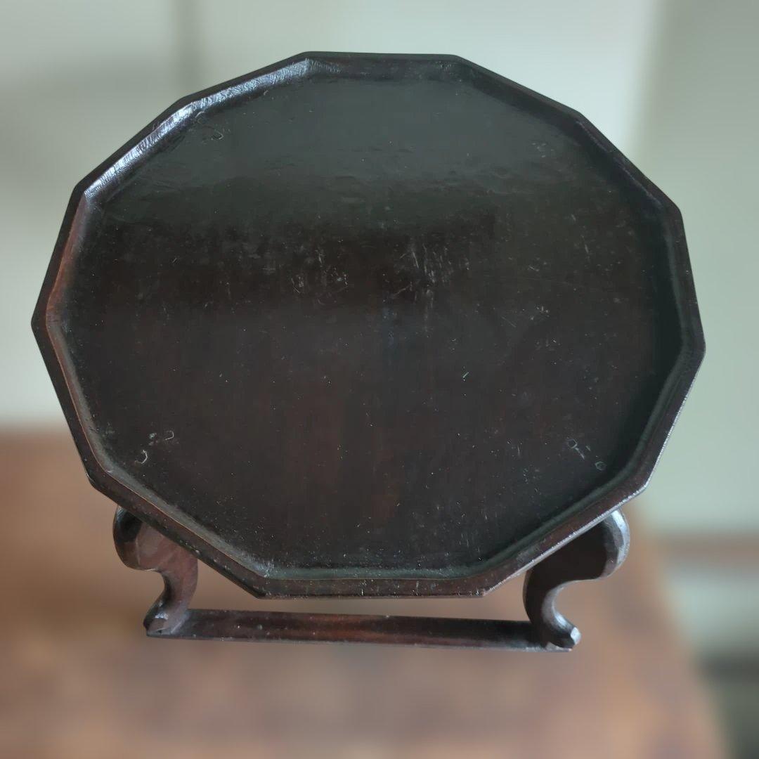 骨董 李朝 ソバン 小盤 李朝 お膳　花形 虎脚 机　花台 木製 飾り台
