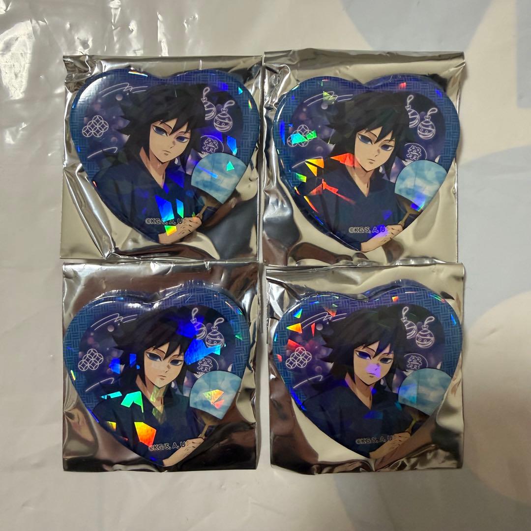 【鬼滅の刃】冨岡義勇 ハート缶バッジ ナムコ ホログラム 4個 新品未使用